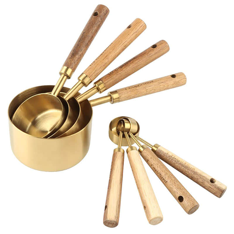 8 Piece Gold Measuring Cups and Spoons Set