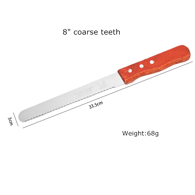 8 Inch Cake Knife Toast Serrated Knife Fine Coarse Flat Teeth