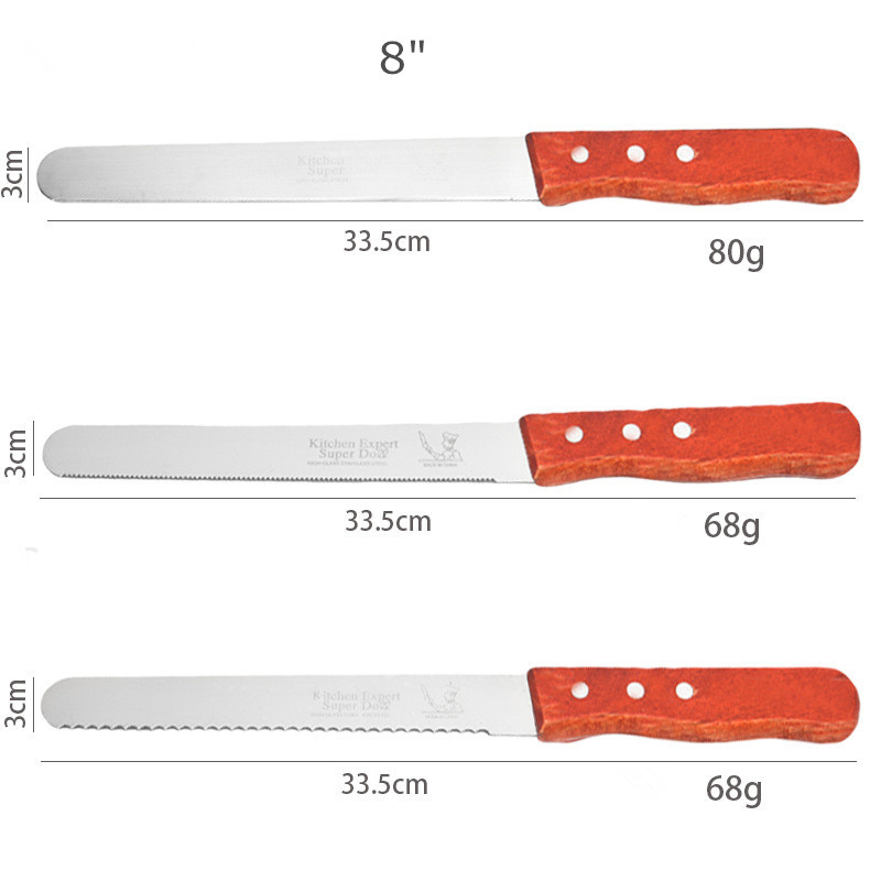 8 Inch Cake Knife Toast Serrated Knife Fine Coarse Flat Teeth
