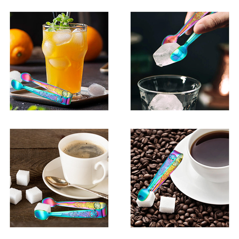 New Design Mini Ice Tongs - Rose Pattern - 304 Stainless Steel