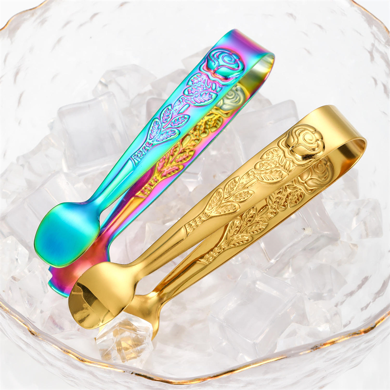 New Design Mini Ice Tongs - Rose Pattern - 304 Stainless Steel