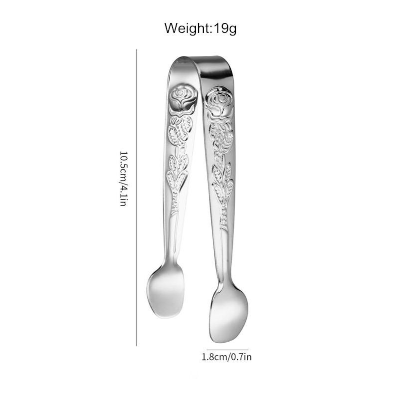 New Design Mini Ice Tongs - Rose Pattern - 304 Stainless Steel
