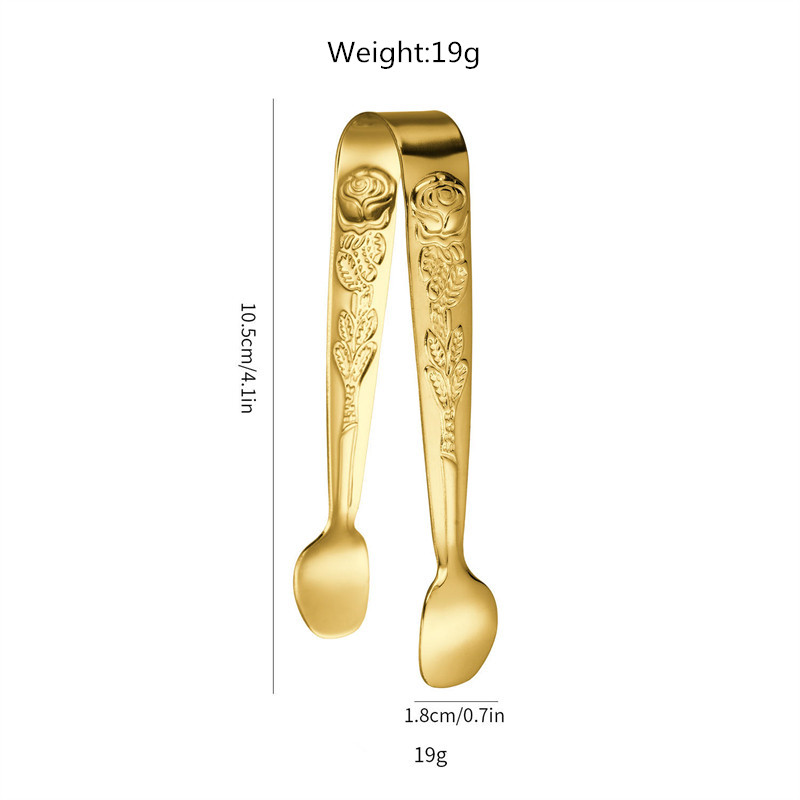 New Design Mini Ice Tongs - Rose Pattern - 304 Stainless Steel