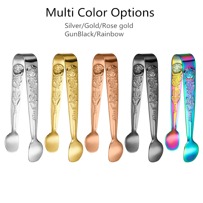 New Design Mini Ice Tongs - Rose Pattern - 304 Stainless Steel