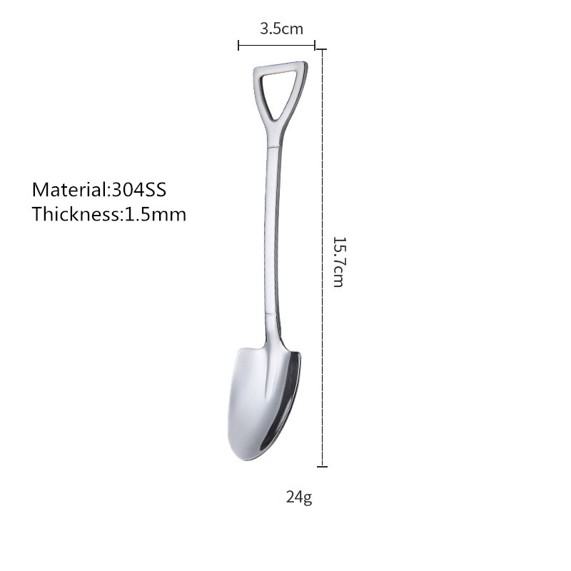 Shovel Spoon Stainless Steel Scoop - Heart Coffee Spoon