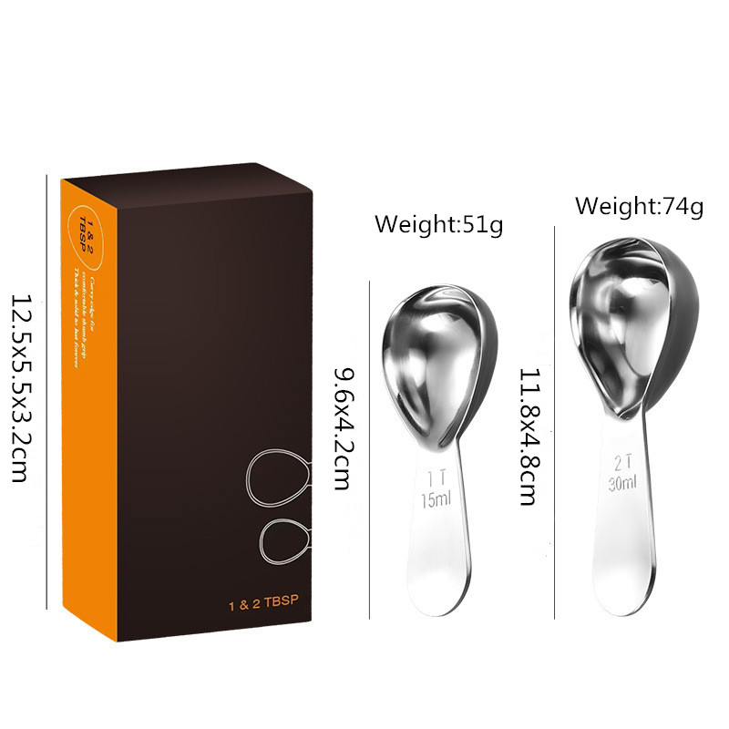 Stainless Steel Coffee Measuring Spoons - 15ml and 30ml Coffee Scoops and Tea Spoons