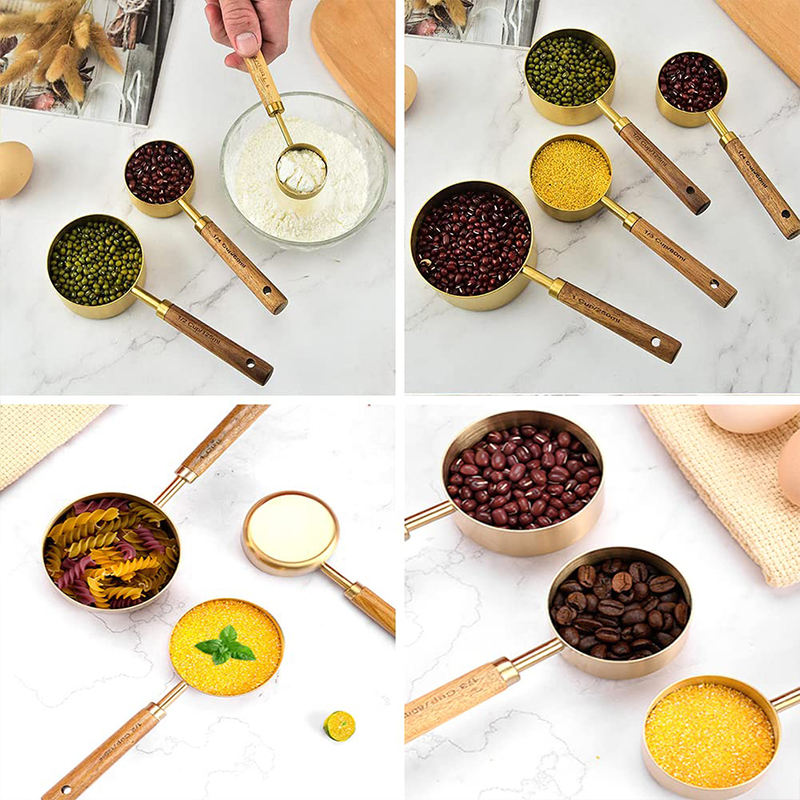 8 Piece Gold Measuring Cups and Spoons Set