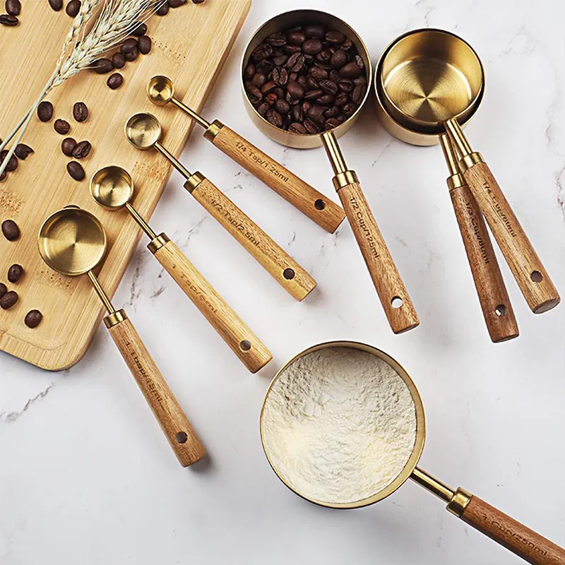 8 Piece Gold Measuring Cups and Spoons Set