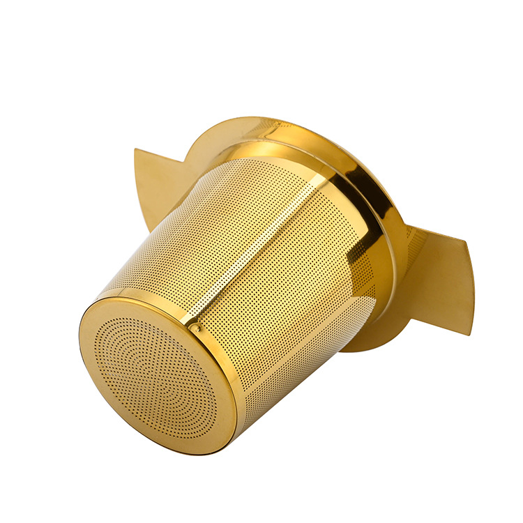 Gold Tea Strainer With Double Handles for Hanging on Teapots Mugs Cups