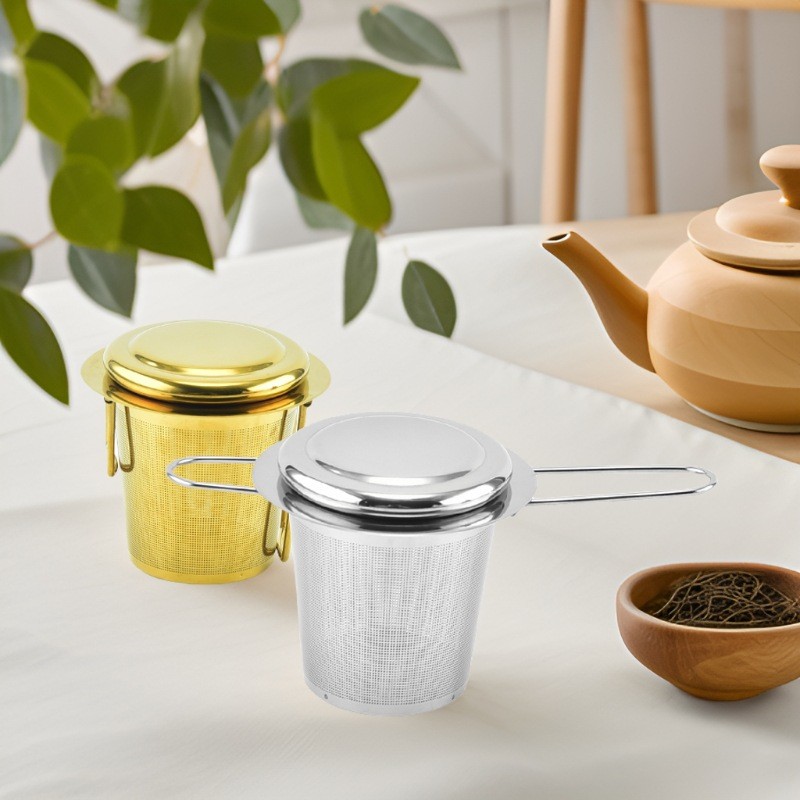 Tea Strainer with Folding Handle for Loose Leaf Tea – Stainless Steel Infuser #S0129