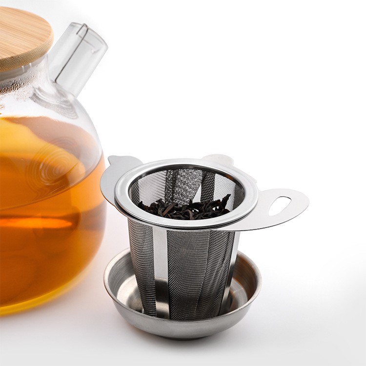 Mesh Tea Infuser Strainer with Drip Tray#S0140