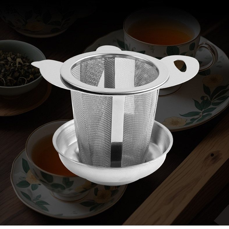 Mesh Tea Infuser Strainer with Drip Tray#S0140