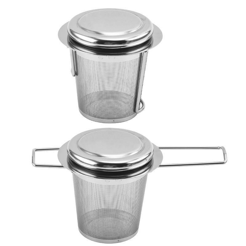 304 Stainless Steel Tea Infuser Strainer Fine Mesh with Lid & Folding Handle#S0141