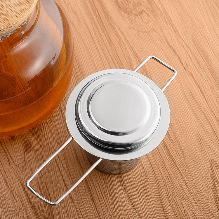 304 Stainless Steel Tea Infuser Strainer Fine Mesh with Lid & Folding Handle#S0141