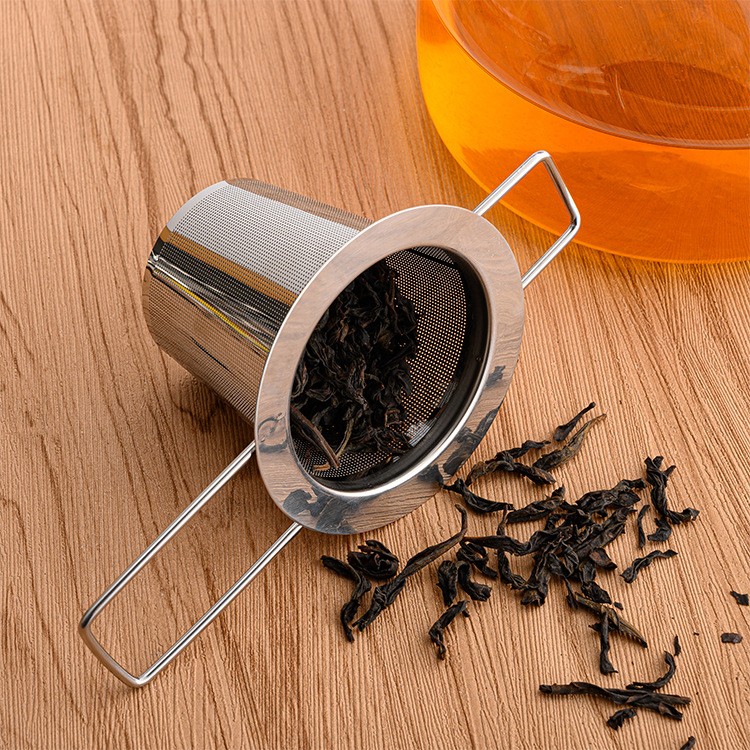 304 Stainless Steel Tea Infuser Strainer Fine Mesh with Lid & Folding Handle#S0141