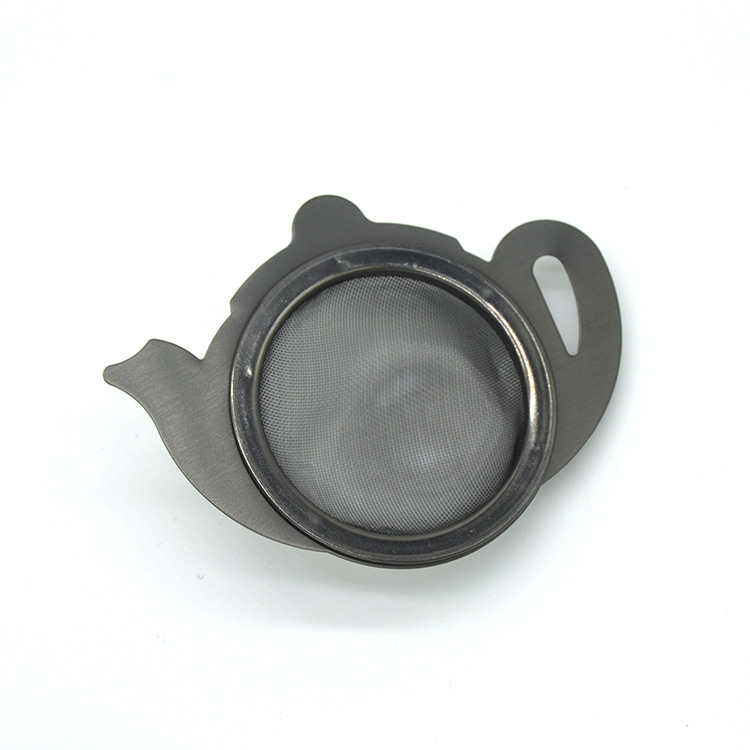Black Titanium Loose Leaf Tea Strainer with Drip Tray#1732