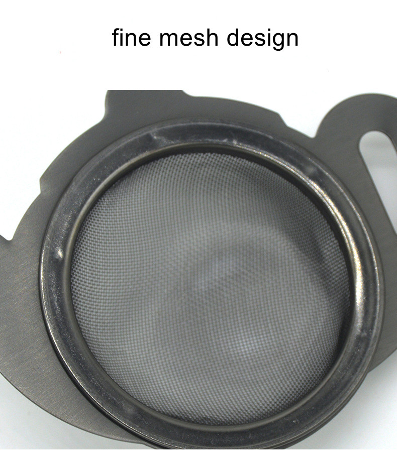 Black Titanium Loose Leaf Tea Strainer with Drip Tray#1732 Black Titanium Loose Leaf Tea Strainer with Drip Tray#1732