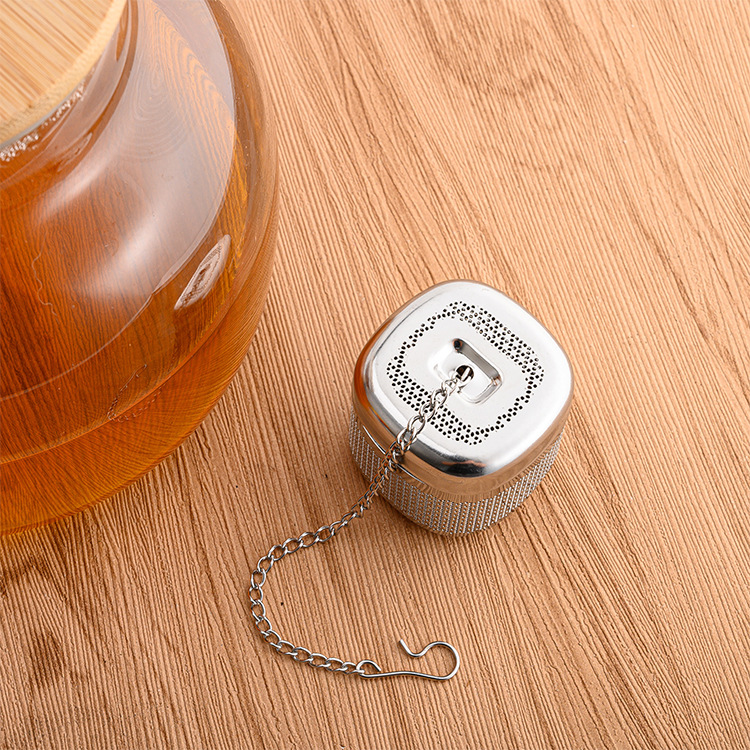 Square Tea Infuser 304Stainless Steel with Chain – Fine Mesh Loose Leaf Tea Strainer#1749