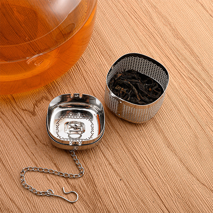 Square Tea Infuser 304Stainless Steel with Chain – Fine Mesh Loose Leaf Tea Strainer#1749