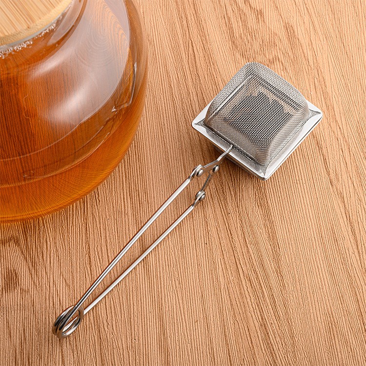 Square Mesh Tea Infuser with Snap Handle – 304 Stainless Steel#l2404