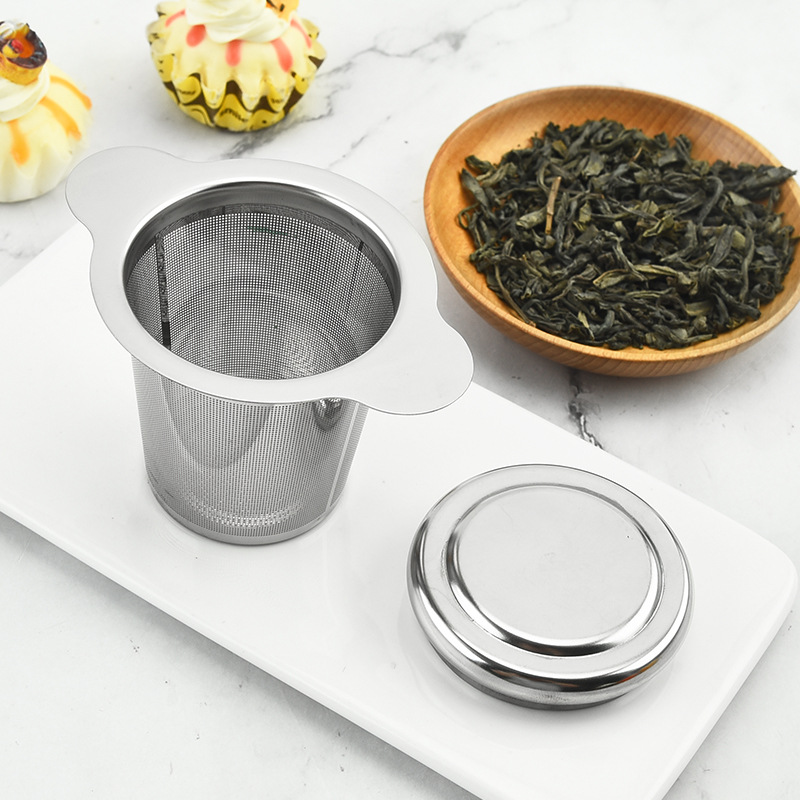 304 Stainless Steel Silver Tea Strainer with Lid - Fine Mesh Tea Infuser S0132