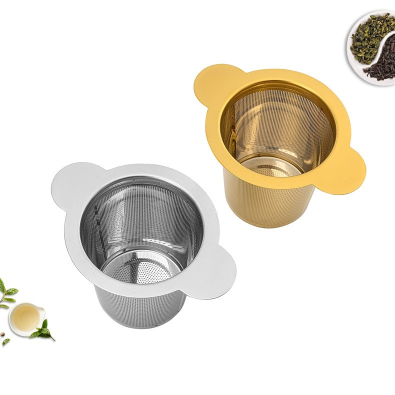 304 stainless steel silver tea strainer with double handles