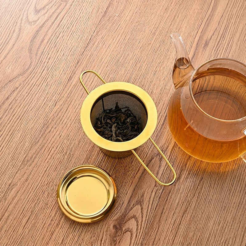 PVD Gold and Silver Folding Handle Tea Infuser with Lid – OEM/ODM Custom Manufacturer