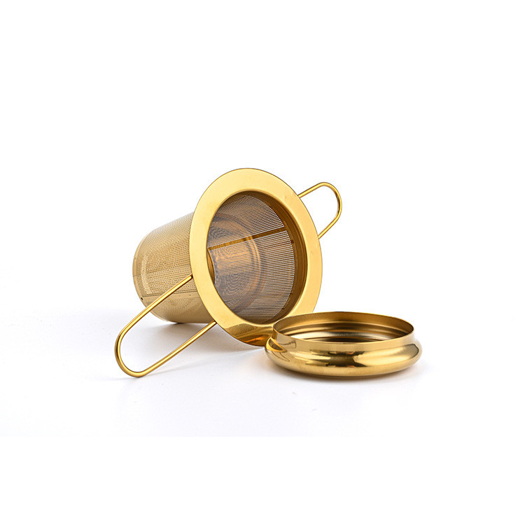 PVD Gold and Silver Folding Handle Tea Infuser with Lid – OEM/ODM Custom Manufacturer