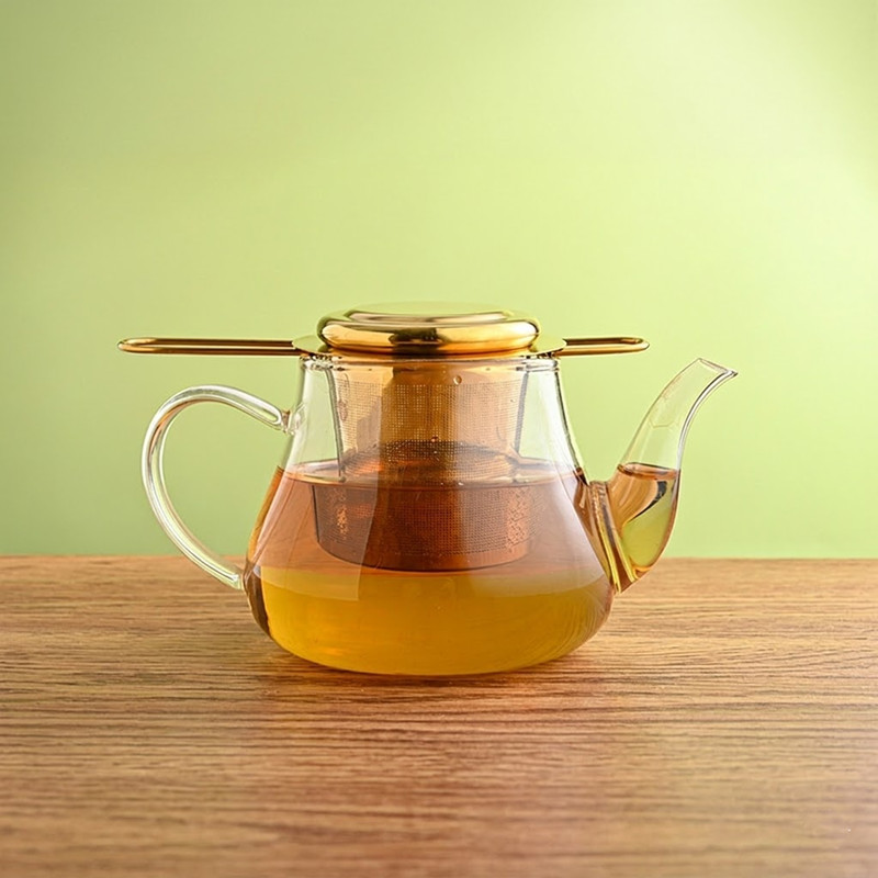 PVD Gold and Silver Folding Handle Tea Infuser with Lid – OEM/ODM Custom Manufacturer