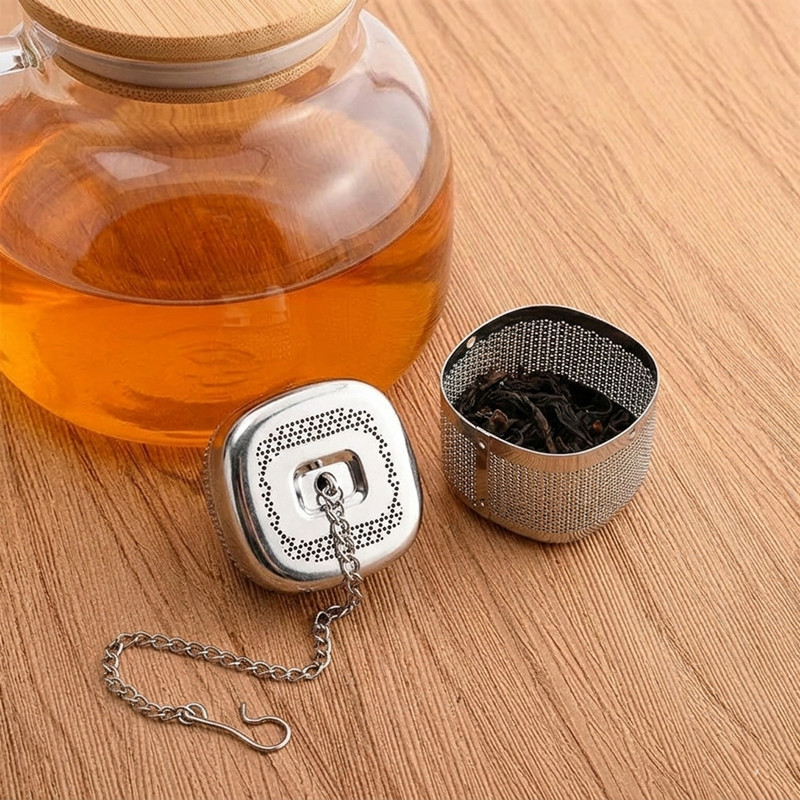 Wholesale 304 Stainless Steel Cube Tea Infuser with Chain 1749