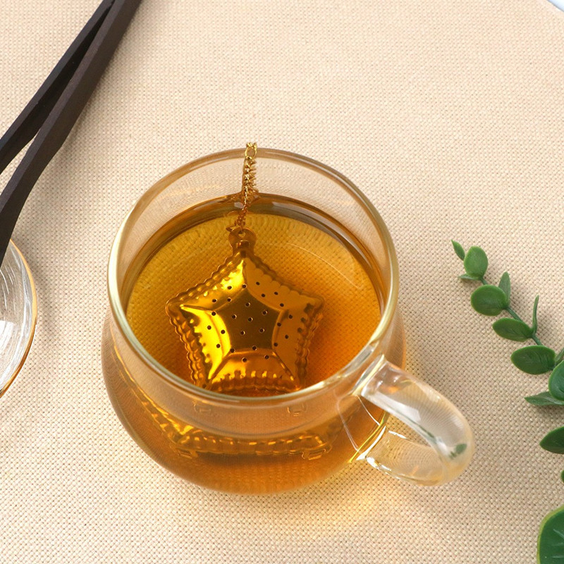304 Stainless Steel Star Tea Infuser Manufacturer with PVD Gold Finish
