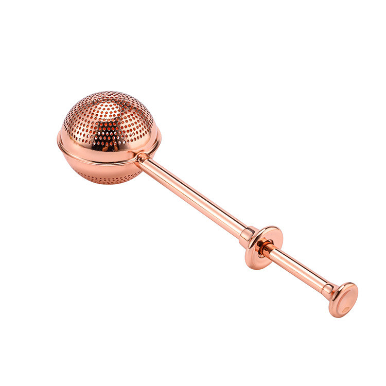 Bulk 304 Stainless Steel Push Handle Tea Filter Infuser L2386