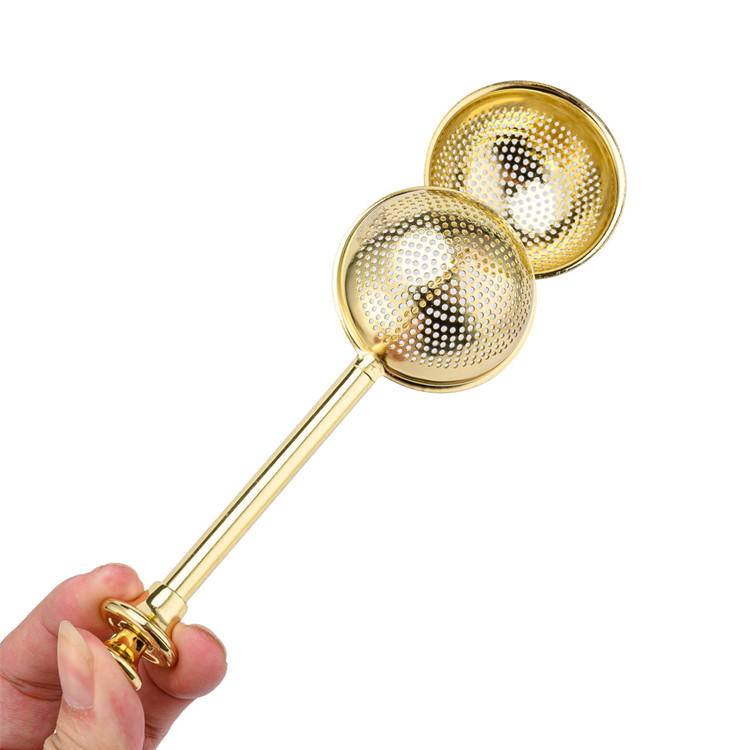 Bulk 304 Stainless Steel Push Handle Tea Filter Infuser L2386