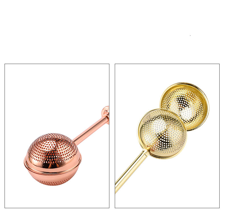Gold and rose gold push handle stainless steel tea filter infuser for bulk teaware orders