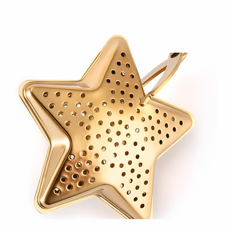 Gold star shaped stainless steel loose leaf tea infuser with fine mesh strainer Gold star shaped stainless steel loose leaf tea infuser with fine mesh strainer