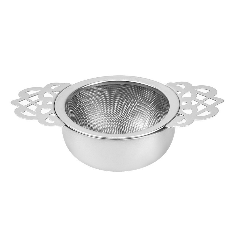 Double Winged Handles Mesh Tea Strainer with Drip Bowls 1704