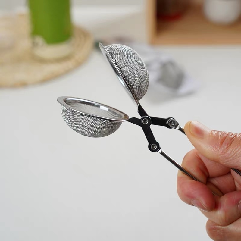 Long handle stainless steel tea ball tongs infuser for loose leaf tea Long handle stainless steel tea ball tongs infuser for loose leaf tea