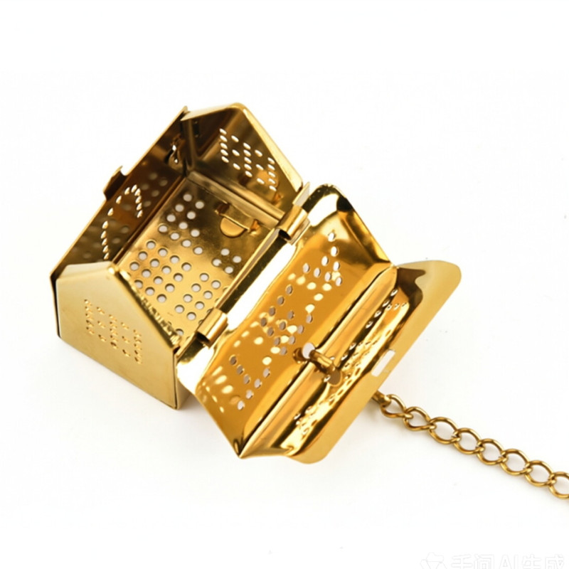 House shaped stainless steel tea infuser in various metallic finishes House shaped stainless steel tea infuser in various metallic finishes