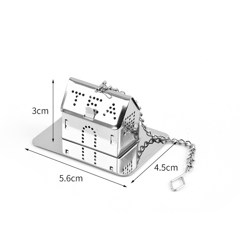 House shaped stainless steel tea infuser in various metallic finishes House shaped stainless steel tea infuser in various metallic finishes