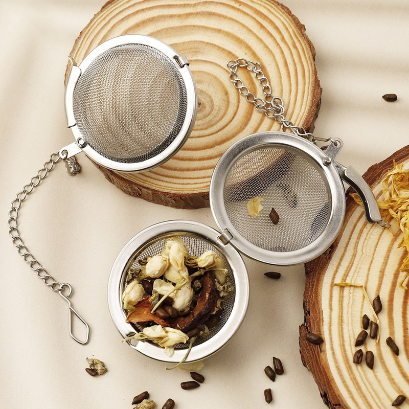 304 Stainless Steel Tea Ball Infuser with Chain Mesh Design 304 Stainless Steel Tea Ball Infuser with Chain Mesh Design