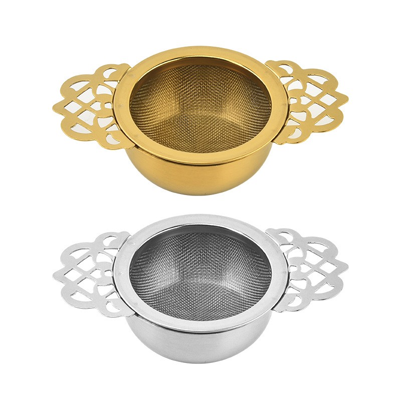 Double Winged Handles Mesh Tea Strainer with Drip Bowls 1704