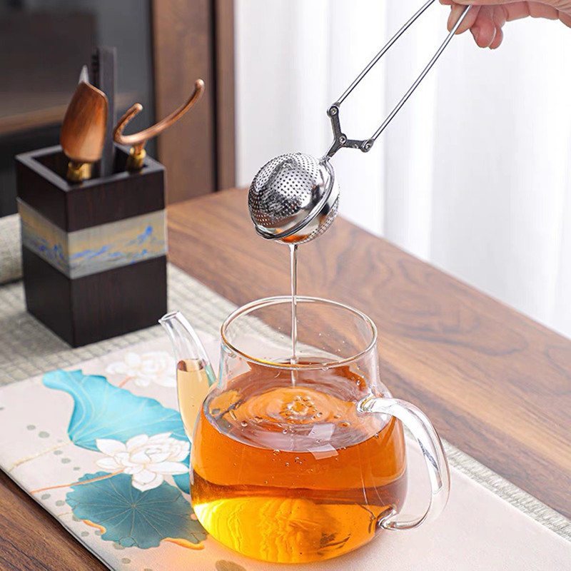 Premium stainless steel Bespoke Infuser Tea Ball with spring-handle for easy leaf loading Premium stainless steel Bespoke Infuser Tea Ball with spring-handle for easy leaf loading
