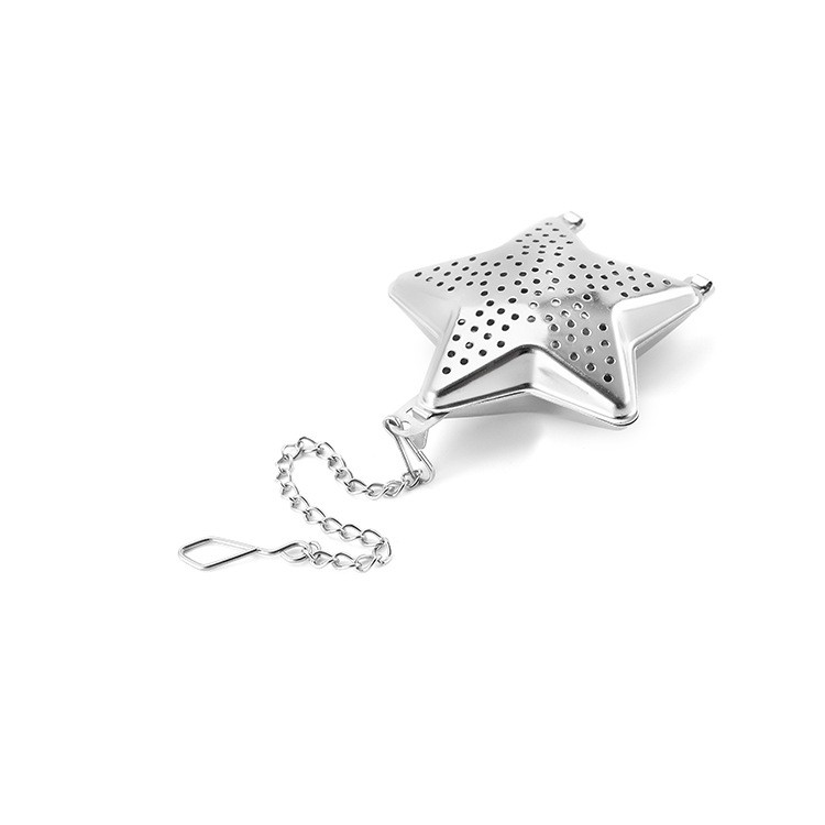 Premium stainless steel star shape tea infuser with drip tray Premium stainless steel star shape tea infuser with drip tray