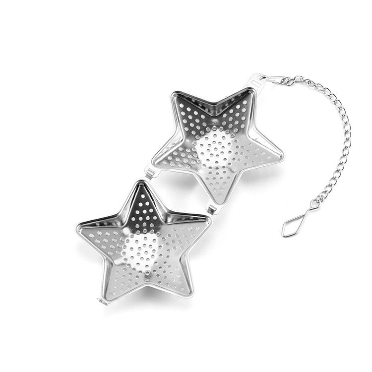 Premium stainless steel star shape tea infuser with drip tray Premium stainless steel star shape tea infuser with drip tray
