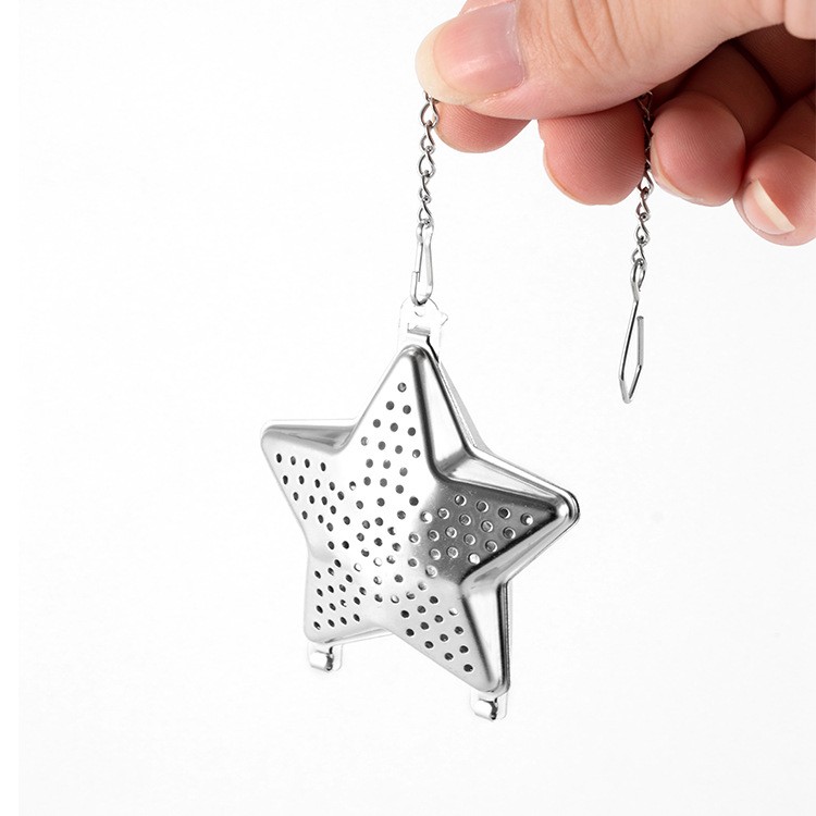 Premium stainless steel star shape tea infuser with drip tray Premium stainless steel star shape tea infuser with drip tray