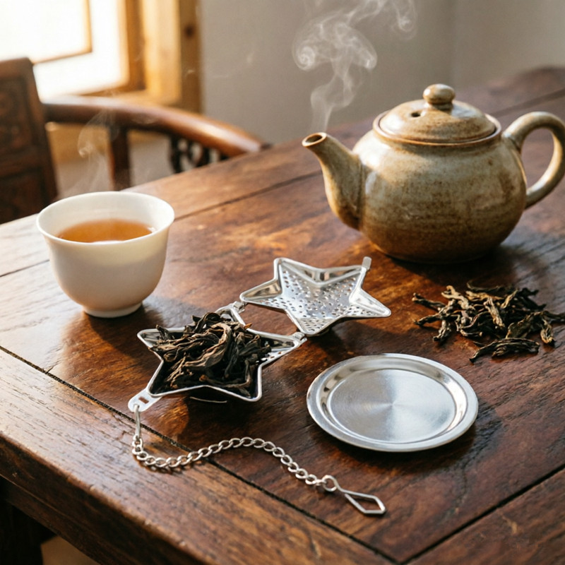 304 Stainless Steel Star Shape Tea Infuser with Drip Tray 1715