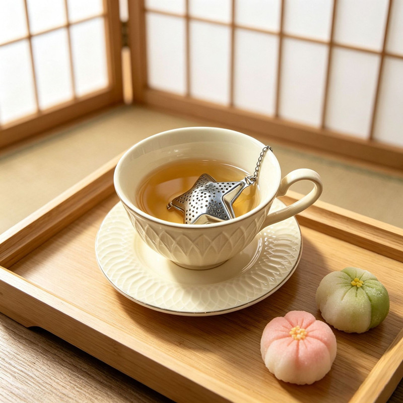 304 Stainless Steel Star Shape Tea Infuser with Drip Tray 1715