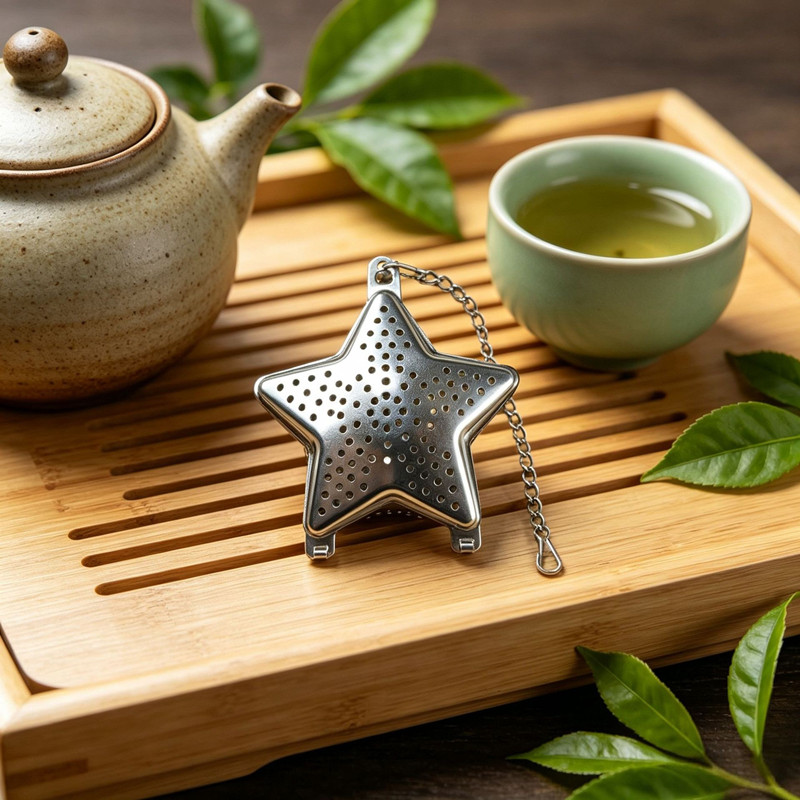 304 Stainless Steel Star Shape Tea Infuser with Drip Tray 1715