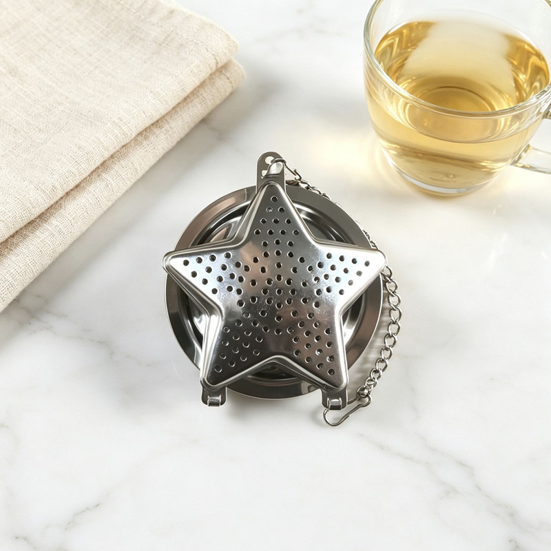 304 Stainless Steel Star Shape Tea Infuser with Drip Tray 1715