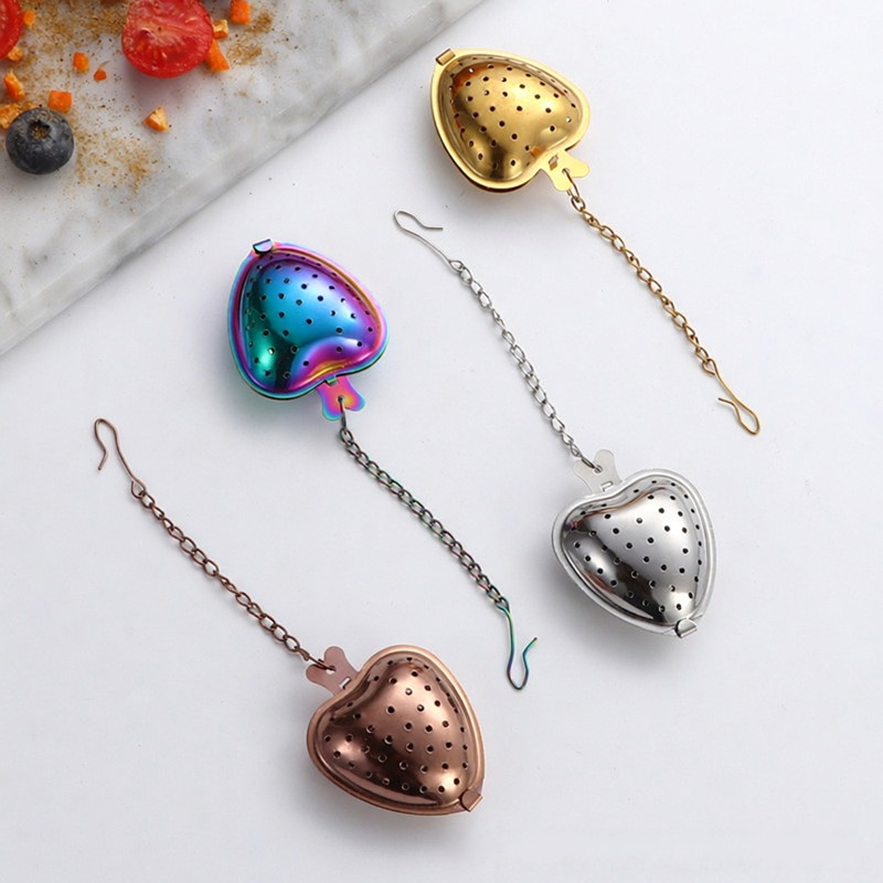 Assorted PVD coated heart shape 304 stainless steel tea infuser set for wholesale